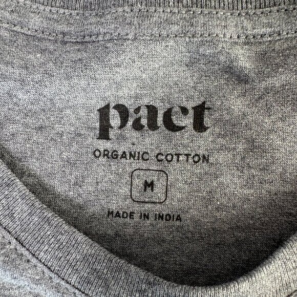 PACT One For All Unisex Crew Neck Tee Size M Heather Gray Short Sleeve Shirt NWT - Picture 4 of 9